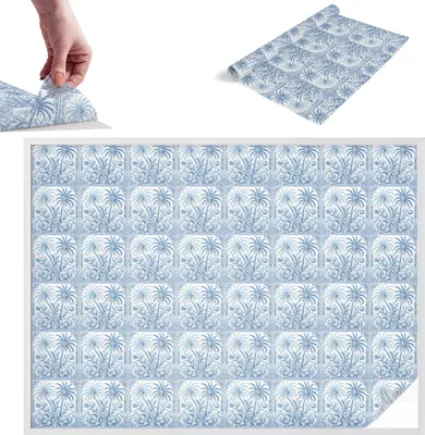 Obrázok produktu pre Ochranná fólia proti pohľadu – 146 x 200 cm – farebné sklo / dizajn vitráže – nepriehľadná a dekoratívna – samolepiaca dekoratívna fólia na sklo – ochrana proti UV žiareniu, jednoduchá montáž – tropická krajina