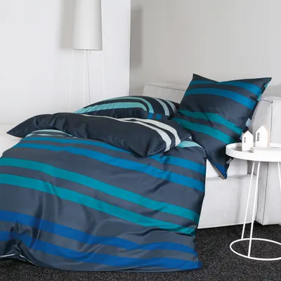 Produktbild von Janine Design Mako-Satin-Bettwäsche-Garnitur J. D. 87099 Farbe denimblau Größe 135x200+80x80 cm