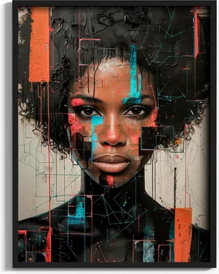 Produktbild von Modernes Bild auf Kunstleder „Frau der Erde U6“  60x80, Zertifikat, Alurahmen