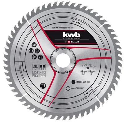 Image de Lame pour scie sur table diamètre 250x30x3,2 mm, 60 dents