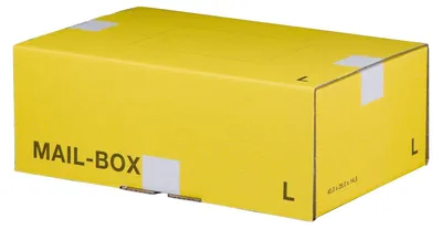 Produktbild von 20x Versandkarton 395x248x141mm MAILBOX L mit Steckverschluss wiederverschließbar gelb