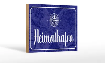 Produktbild von Holzschild Spruch 18x12cm Heimathafen Kompass Anker
