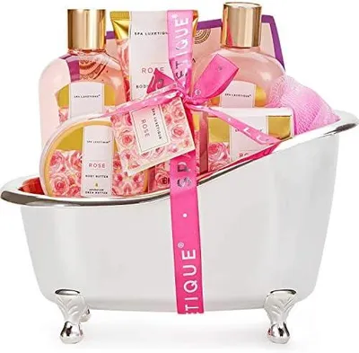 Obrázok produktu pre Spa Luxetique 8-dielna ružová darčeková sada pre ženy Prírodná kúpeľová a starostlivostná kozmetika
