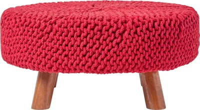 Obrázek produktu pro HOMESCAPES Pletená podnožka, 30 cm vysoká, červená