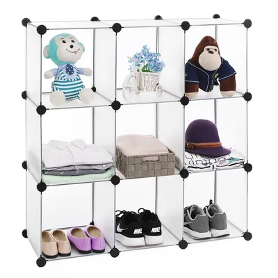 Produktbild von SONGMICS Regalsystem mit 9 Fächern 93 x 123 x 31 cm Cube Aufbewahrung Sideboard Aufbewahrungsbox weiß LPC115S