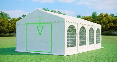 Image de Pignon avec entrée étroite pour tente de réception MAX+, largeur 5 m – PVC, hauteur 2,6 m, entrée zippée - Blanc