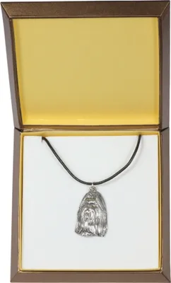Produktbild von Shih Tzu - Hundehalsband in Geschenkbox, versilbertes Medaillon für Hundefans, markanter Anhänger der Marke Art-Dog