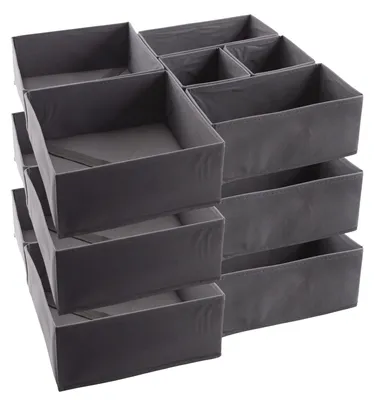 18er-Set Schubladen-Organizer aus Stoff, faltbar, grau