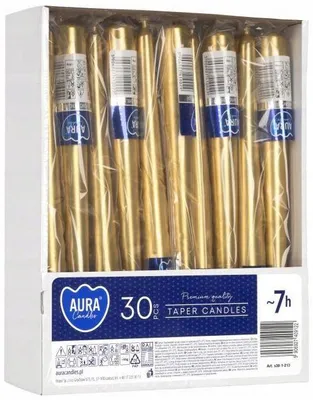 Produktbild von Bispol Tafelkerze konisch Gold Metallic 30 Stück 24,5cm