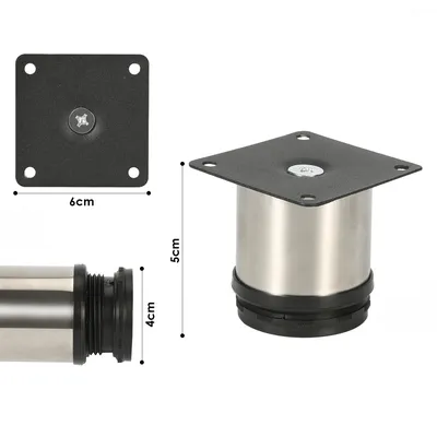 Produktbild von SWANEW 4x Möbelfuß Möbelfüsse Edelstahl Fuss Durchmesser 40 mm Höhe 50mm Schwarz Höhenverstellbar