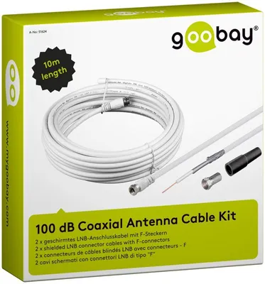 Zdjęcie produktu dla Goobay 51624, 10 m, F-Typu, Koncentryczny, Biały