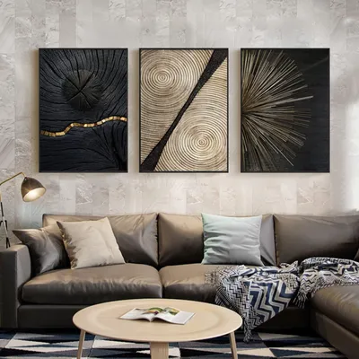 Obrázek produktu pro Sada tří plátěných obrazů s abstraktním uměním, rozměry 40 x 60 cm