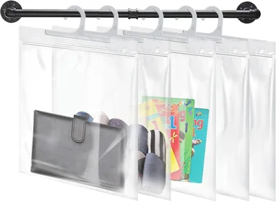 Productafbeelding van Opknoping opbergzakken - Set van 24 - Grote haak 10 x 12,5 inch doorzichtige plastic zakken