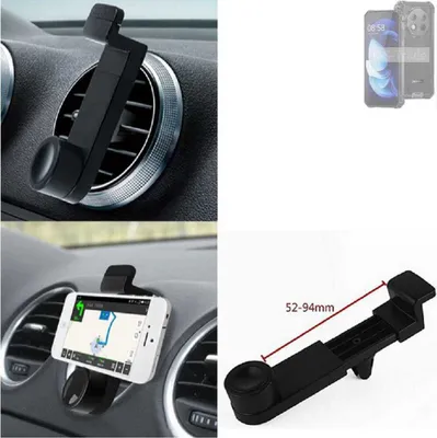 Produktbild von K-S-Trade Lüftungshalterung kompatibel mit Oukitel WP28 KFZ-Halterung Autohalterung Handy-halterung Lüftungsgitter Lüftungsschlitze Schwarz