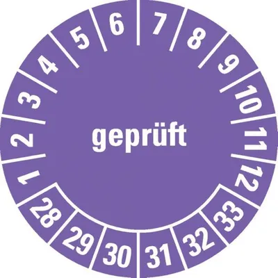 Produktbild von Dreifke® Prüfplakette  28-33, violett, Dokumentenfolie, selbstklebend,...