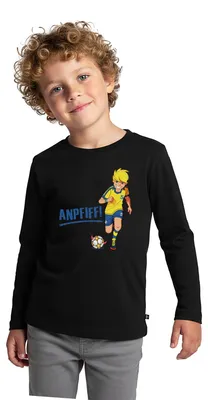 Produktbild von Spreadshirt Teufelskicker Anpfiff Kinder Premium Langarmshirt, 110/116 (4 Jahre), Schwarz