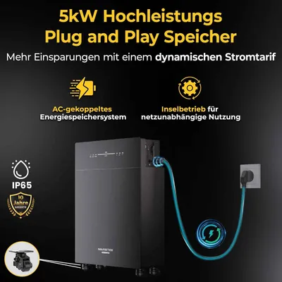 Produktbild von Marstek Venus-E 5,12kWh Speicher für Balkonkraftwerk AC gekoppelt All-in-One Solarspeicher