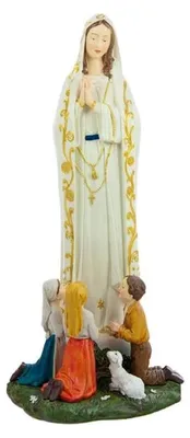 Fatima-Figur mit Kindern, handbemaltes Harz, 43 cm