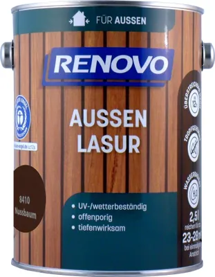 Produktbild von 2,5L Renovo Wetterlasur/ Aussenlasur wb. Nr.8410 Nussbaum