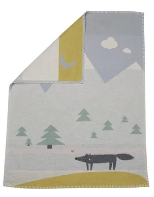 Produktbild von David Fussenegger Babydecke Lili mit Stick 'Wolf' 70 x 90 cm Nordsee - Blau