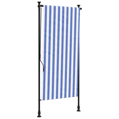 Immagine prodotto di vidaXL Tenda a rullo per esterni blu e bianca 120x270 cm in tessuto e acciaio