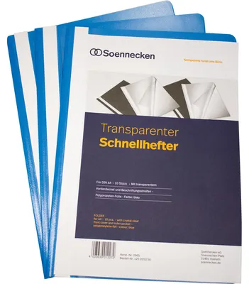 Produktbild von Soennecken Schnellhefter 2965 DIN A4 PP blau 10 St./Pack.