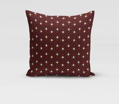 Produktbild von SCHÖNER LEBEN. Kissenhülle Art Deco Rauten Retro rot schwarz gold Größe 80x80cm (HxB) 80x80cm (HxB) Größe