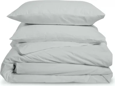 Image de Bleu Calin Parure de lit 2 personnes Percale 240x260 + 2 taies 65x65cm Gris Clair