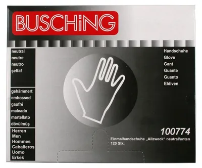 Produktbild von Busching 100 Stück Einmalhandschuhe Allzweck aus HDPE  Entnahmeöffnung unten