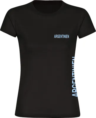 Produktbild von multifanshop Damen T-Shirt - Argentinien - Brust & Seite, schwarz, Größe M