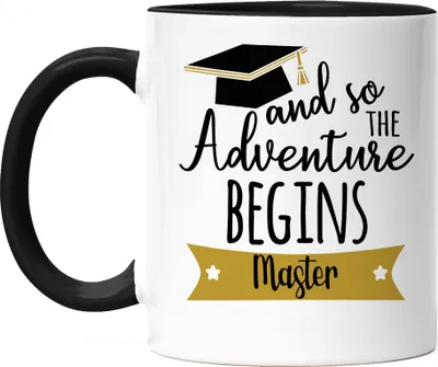 Produktbild von Master Tasse Schwarz And so the Adventure Begins Masterabschluss Geschenk Absolvent Studium
