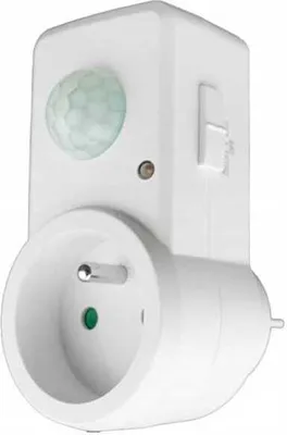Zdjęcie produktu dla Czujnik Ruchu Do Gniazdka Regulacja Zasięg Do 9M 120° Pir Biały Max 300W