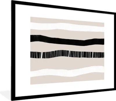 Produktbild von MuchoWow® Gerahmtes Poster Linie - Pastell - Minimalismus - Muster 80x60 cm - Poster mit Schwarzem Bilderrahmen Wandposter Rahmen Foto Bilder - Schlafzimmer-Dekorationen - Fotoposter
