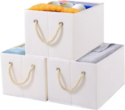 Produktbild von Aufbewahrungsbox Stoff, faltbar, waschbar, 33x23x20 cm, 3er-Pack, für Kleidung