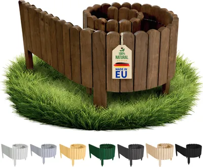 Image de Floranica Bordure de Jardin en bois 40 x 200 cm Brun foncé Flexible Bordurette de Pelouse Rollborder Palissade de Gazon