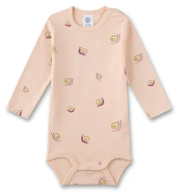 Productafbeelding van Sanetta meisjesbody, lange mouwen, roze, met slakkenprint | Babybody