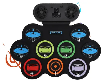 Zdjęcie produktu dla Elektroniczny zestaw perkusyjny, 9 czułych padów, obsługa Bluetooth i MIDI, kolor czarny