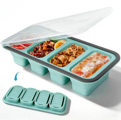 Immagine prodotto di Contenitore per congelare zuppe, in silicone, capacità 1000 ml, pieghevole, con coperchio, per la cucina
