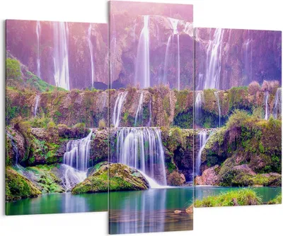 Produktbild von Bild auf Leinwand - Leinwandbild - Wasserfall Natur - 130x100cm - Wand Bild - Wanddeko - Leinwanddruck - Bilder - Kunstdruck - Wanddekoration - Leinwand bilder - Wandkunst - CB130x100-3893