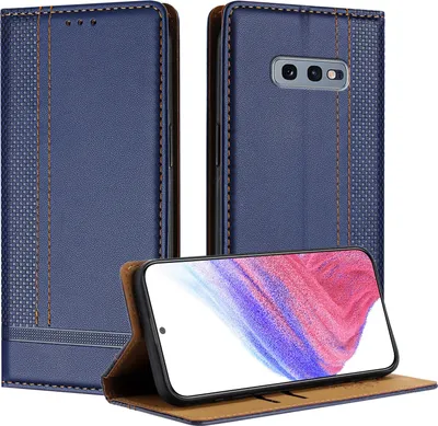 Immagine prodotto di Custodia per Samsung Galaxy S10E in pelle con funzione di supporto blu