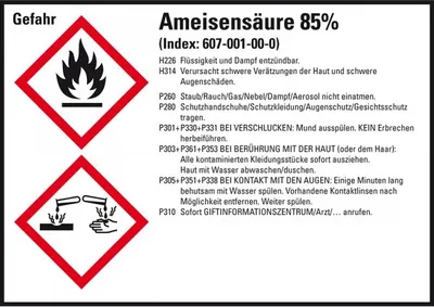 Produktbild von Dreifke® Aufkleber I GHS-Etikett Ameisensäure 85%, GefStoffV/GHS/CLP, Folie, ...