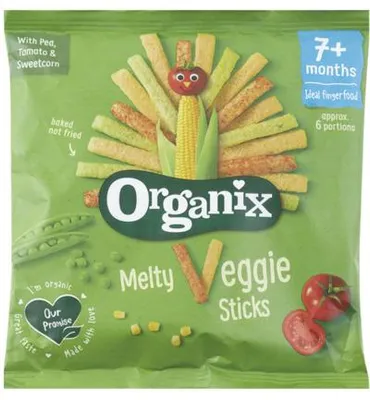 Imagen del producto de Organix Veggie Sticks de Verduras 7 meses+ 15g - Snack saludable para bebés sin aditivos