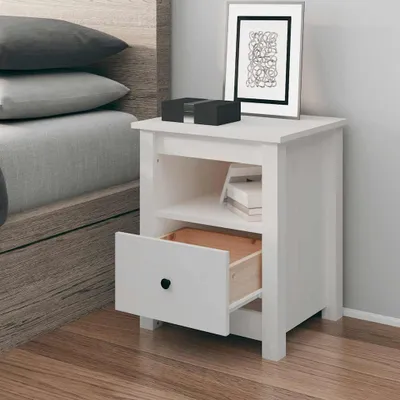Obrázok produktu pre vidaXL Nočný stolík biely 40x35x49 cm Masívne borovicové drevo