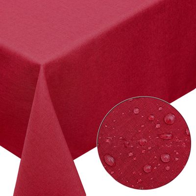Melody® Premium Tischdecke Leinen-Optik abwaschbar mit Fleckschutz 130x220cm eckig bordeaux