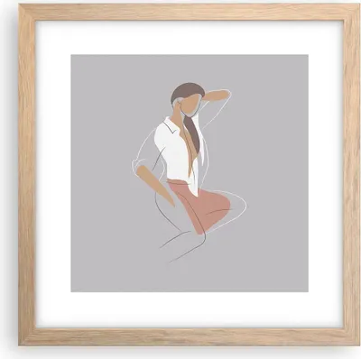 Produktbild von Gerahmtes Poster - Rahmen in heller Eiche - Frau Grafik Modern - 30x30 cm - Wand Bild - Wanddeko - Wandbilder - Wandposter - Bilderrahmen - Bilder - Kunstdruck - Wandbild - P2NAC30x30-4266