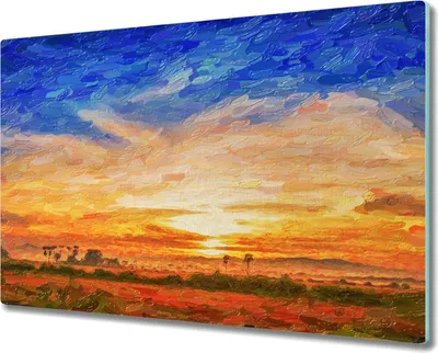 Produktbild von Coloray Kochplattenabdeckung Herdabdeckplatte 80x52 cm Hackbrett Schneidebrett Küchenbrett - Malerei Sonnenuntergang