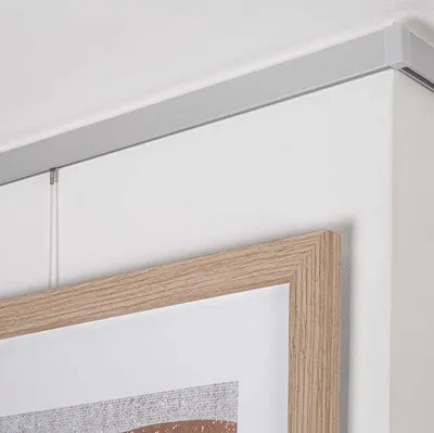Image de STAS rail pour tableaux set complet - Cliprail - 150cm - 20kg/m - argent - étagère murale - rail pour galeries - pour accrocher des tableaux sans perçage