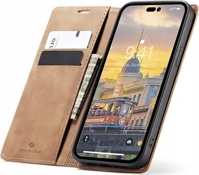 Produktbild von Spacecase Geldbörse iPhone 14 Pro Max hellbraun