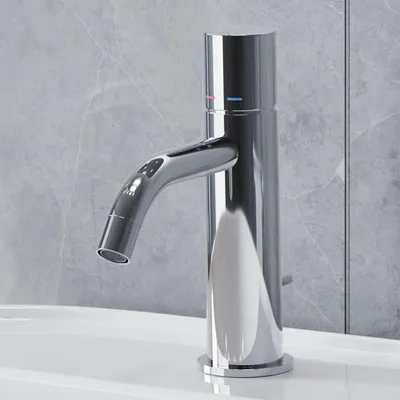 Productafbeelding van Steinkamp wastafelmengkraan met één hendel en trekstangafvoer, met waterbesparende straalregelaar, 5 liter per minuut