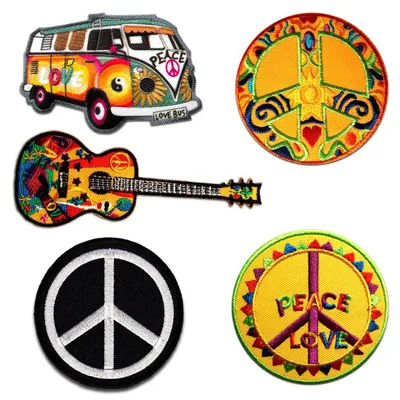 Obrázek produktu pro Hippie Set 5 kusů - nažehlovací nášivky, nažehlovací aplikace, nášivky, záplaty, k nažehlení